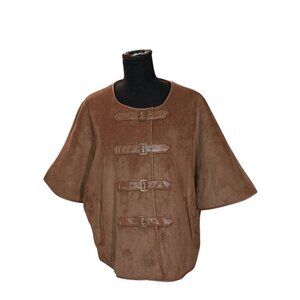 Members Only Chocolate Brown Faux Suede Jacket 3/4 Length Sleeves NWT Size Large